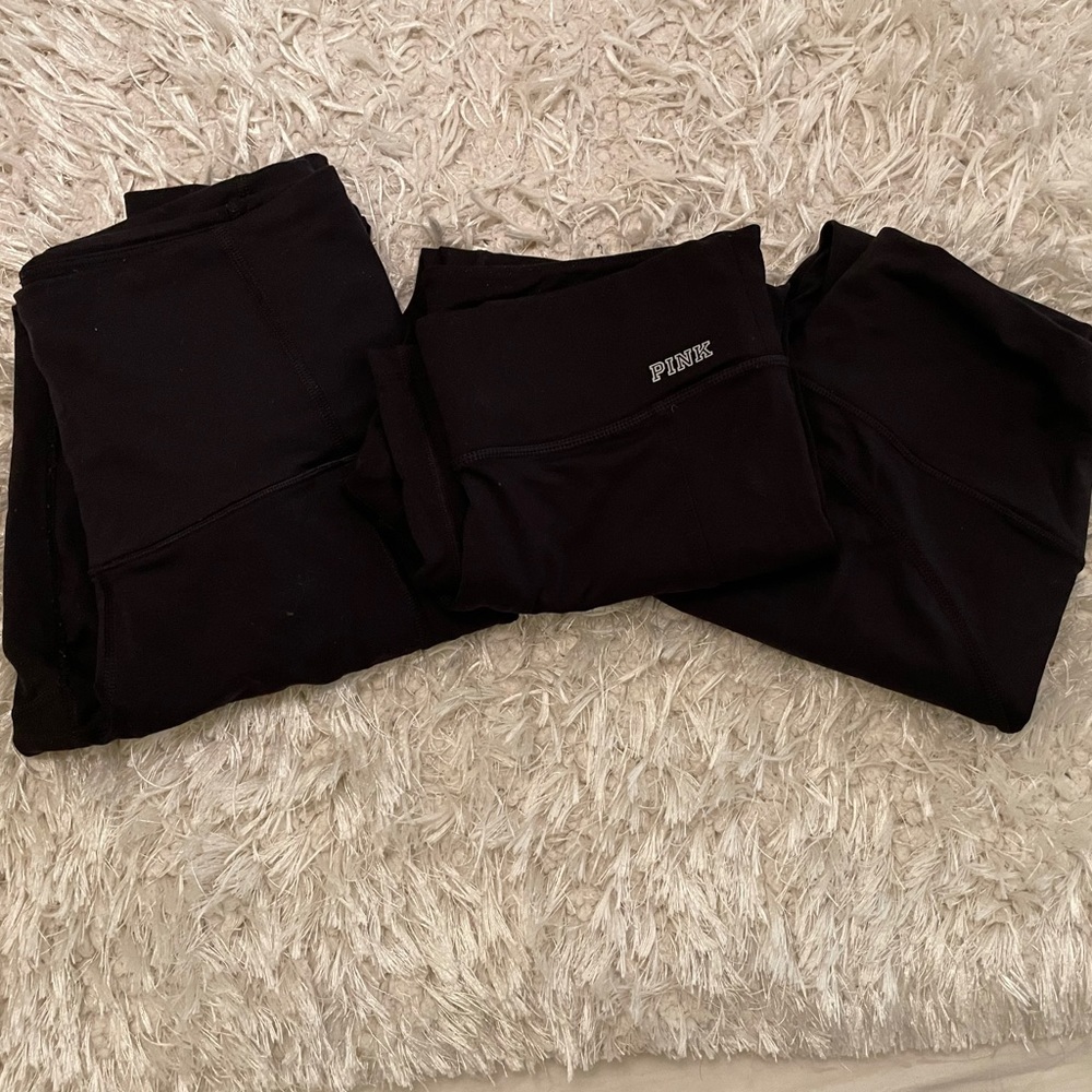 Victoria Secret Pink and Sport Black Leggings - 3 pairs